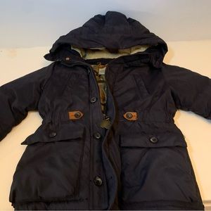 Scotch the Shrunk kids boys puffy jacket size 6 dark blue with camouflage lining